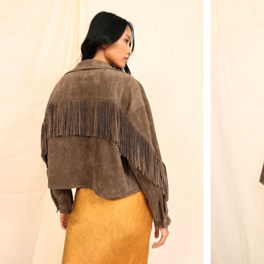 Blank NYC Brown Fringe Jacket